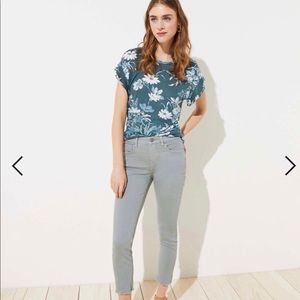 Loft Modern Skinny Fringe Hem Cropped Pants